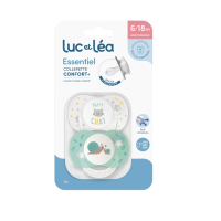 Essentiel 2 Sucettes Anatomiques Collerette Confort + 6-18 Mois Petit Chat et Escargots