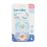 Essentiel Nuit 2 Sucettes Anatomiques Collerette Confort + 6-18 Mois
