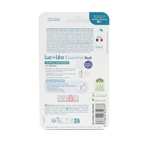 Essentiel Nuit 2 Sucettes Anatomiques Collerette Confort + 6-18 Mois
