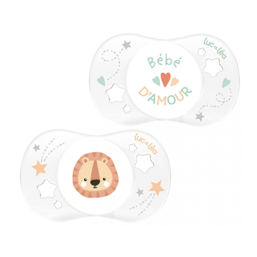 Essentiel Naissance 2 Sucettes Anatomiques Collerette Confort + 0-2 Mois Bébé d'Amour et Lion