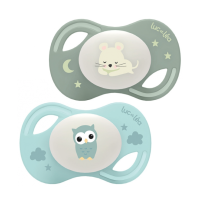 Collection Nuit 2 Sucettes Anatomiques Téterelle Extra-Fine 6-18 Mois Souris et Chouette