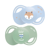 Collection 2 Sucettes Anatomiques Téterelle Extra-Fine 0-6 Mois Renard - Petit Cœur