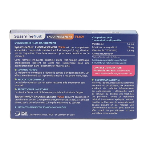 Spasmine Nuit Endormissement Flash 20 comprimés
