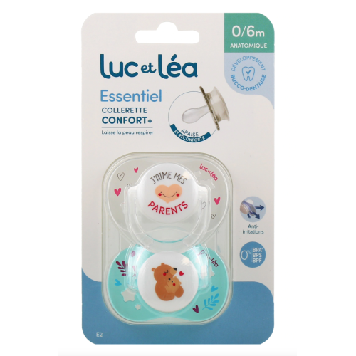 Essentiel 2 Sucettes Anatomiques Collerette Confort + 0-6 Mois J'aime mes Parents et Petit Ours Essentiel 2 Sucettes Anatomiques Collerette Confort + 0-6 Mois J'aime mes Parents et Petit Ours