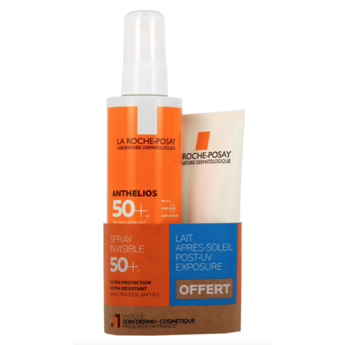 Anthelios Spray Invisible SPF50+ Avec Parfum 200 ml + Post-UV Exposure Lait Après-Soleil 75 ml Offert