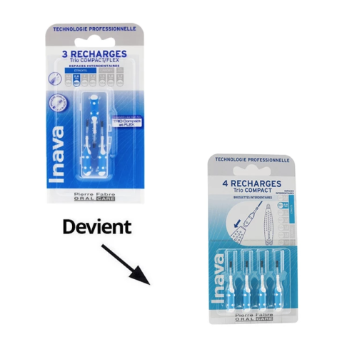 Recharges Brossettes Interdentaires pour Trio Compact Bleu 0.8 mm 4 recharges