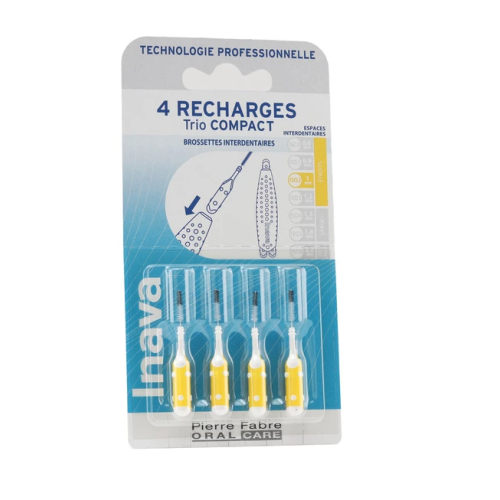 Recharges Brossettes Interdentaires pour Trio Compact Jaune 1 mm 4 recharges