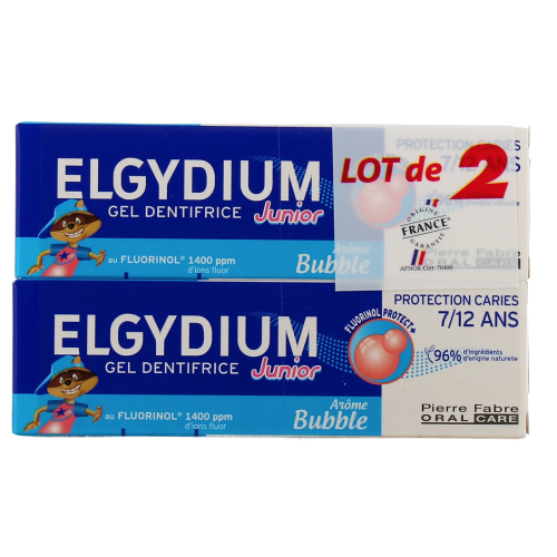Junior Dentifrice Au Fluorinol Gout Bubble 7-12 Ans 2 x 50 ml Junior Dentifrice Au Fluorinol Gout Bubble 7-12 Ans 2 x 50 ml