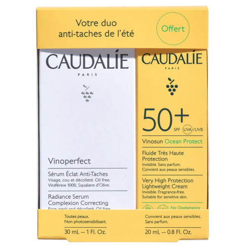 COFFRET Vinoperfect Sérum Eclat Anti-Taches 30 ml + Vinosun Protect Fluide Très Haute Protection SPF50+ 20 ml Offert