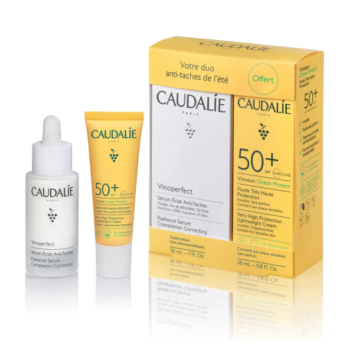 COFFRET Vinoperfect Sérum Eclat Anti-Taches 30 ml + Vinosun Protect Fluide Très Haute Protection SPF50+ 20 ml Offert