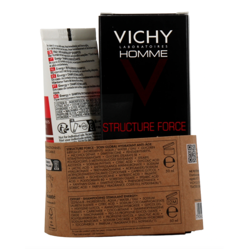 Homme Structure Force Soin Global Hydratant Anti-Age 50 ml + Shampooing Stimulant Energy+ 50 ml Offert