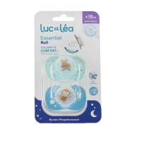 Duo de Sucettes anatomiques 18 mois et plus Essentiel nuit phosphorescentes