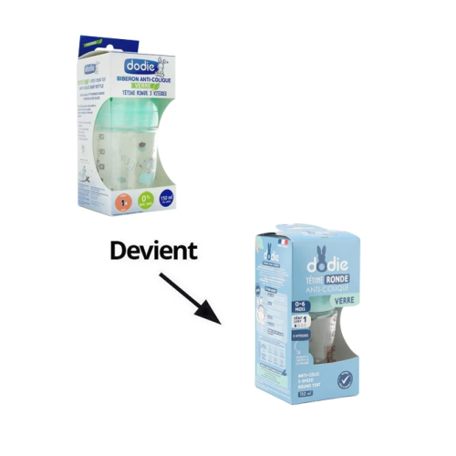 Biberon Verre Initiation+ 150 ml Débit 1 0-6 Mois