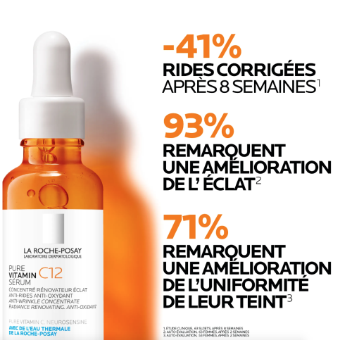Pure Vitamin C12 Sérum Anti-Rides 30 ml + Anthelios UVmune 400 Fluide Invisible SPF50+ Sans Parfum 15 ml Offert, Coffret