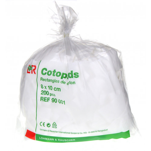 Lohmann & Rauscher Cotopads rectangles de coton 8x10 cm Sachet de 200 pièces-3547 Lohmann & Rauscher Cotopads rectangles de coton 8x10 cm Sachet de 200 pièces-3547