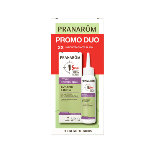 Aromapoux Lotion Traitante Flash + Peigne - Anti-Poux et Lentes 2 x 100 ml Aromapoux Lotion Traitante Flash + Peigne - Anti-Poux et Lentes 2 x 100 ml