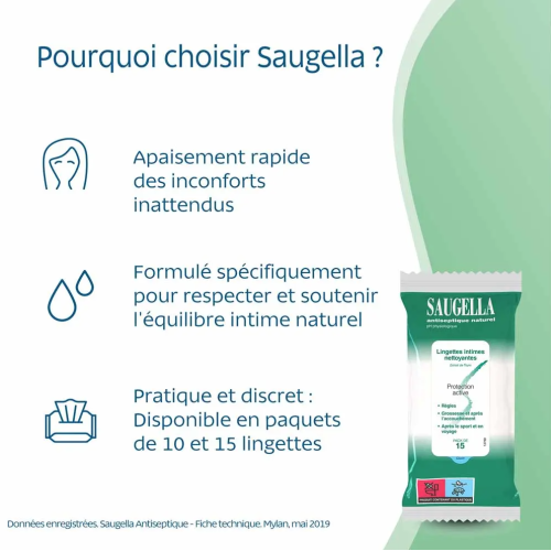 Antispetique Naturel Lingettes Intimes Nettoyantes Protection Active 15 lingettes