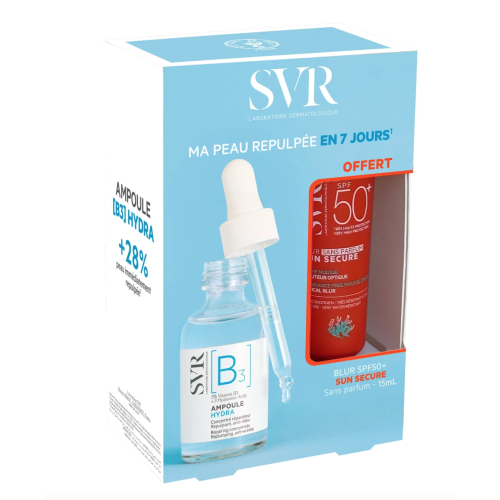 [B3] Ampoule Hydra 30ml + Sun Secure Blur Sans Parfum SPF50+ 15ml Offert, Coffret