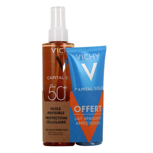 Capital Soleil Huile Invisible Protection Cellulaire SPF50+ 200 ml + Lait Apaisant Après-Soleil 100 ml Offert Capital Soleil Huile Invisible Protection Cellulaire SPF50+ 200 ml + Lait Apaisant Après-Soleil 100 ml Offert