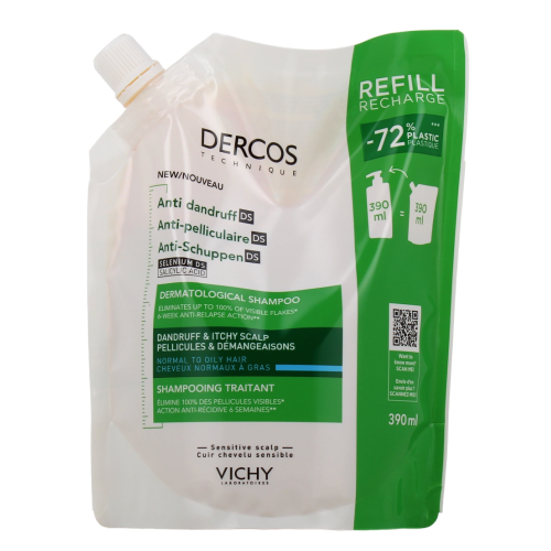 Dercos Shampooing Traitant Anti-Pelliculaire Cheveux Normaux à Gras eco recharge 390 ml Dercos Shampooing Traitant Anti-Pelliculaire Cheveux Normaux à Gras eco recharge 390 ml