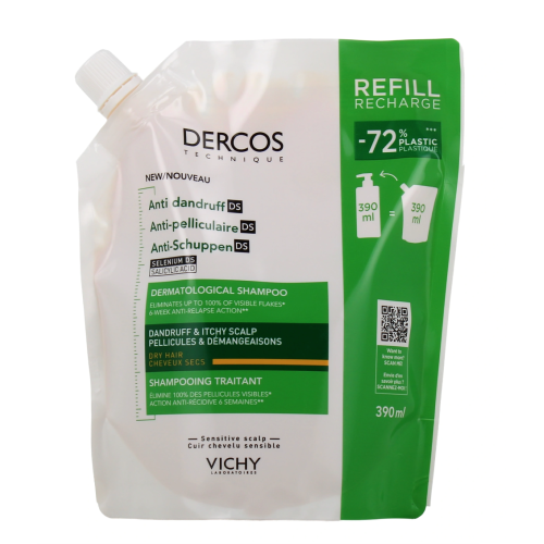 Dercos Shampooing Anti-Pelliculaire Traitant Cheveux Secs eco recharge 390 ml Dercos Shampooing Anti-Pelliculaire Traitant Cheveux Secs eco recharge 390 ml