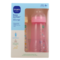Easy Active Biberon 2ème âge 330 ml Duo Beige Feuille et Rose Cerise