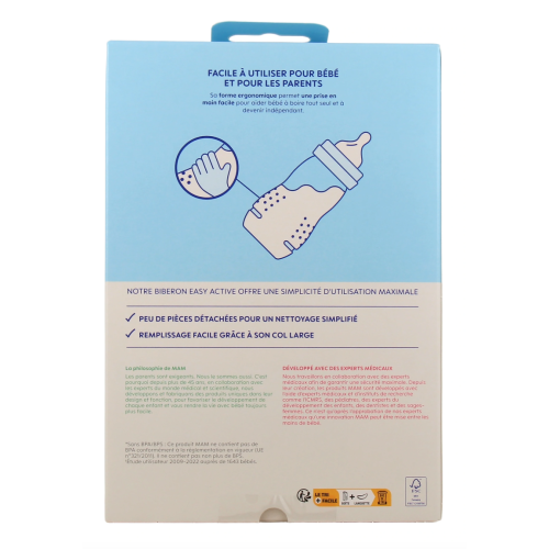 Easy Active Biberon 2ème âge 330 ml Duo Beige Feuille et Rose Cerise