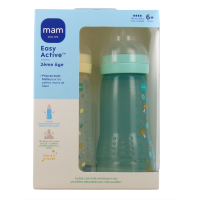 Easy Active Biberon 2ème âge 330 ml Duo Beige Feuille et Bleu Champignon
