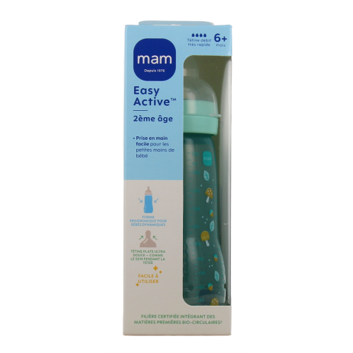 Easy Active Biberon 2ème âge 330 ml Bleu Champignon à l'unité Easy Active Biberon 2ème âge 330 ml Bleu Champignon à l'unité