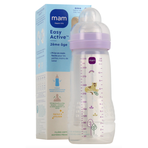 Easy Active Biberon 2ème âge 330 ml Violet Guépard à l'unité