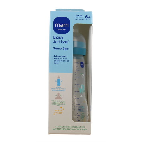 Easy Active Biberon 2ème âge 330 ml Bleu Éléphant à l'unité Easy Active Biberon 2ème âge 330 ml Bleu Éléphant à l'unité