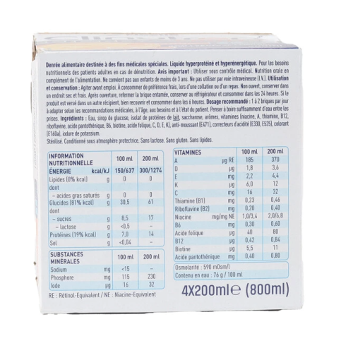 Clinutren Ultra Fruity saveur Orange 4 x 200 ml