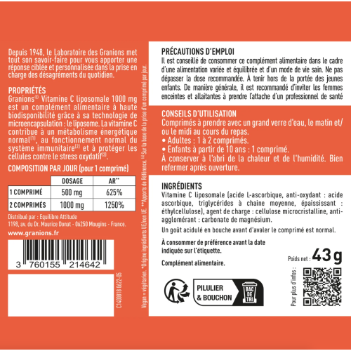 Vitamine C Liposomale 1000 mg 60 Comprimés