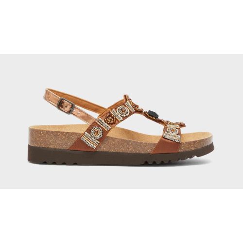 BOGOTA' SANDAL Satin + Beads + Synthetic Brown