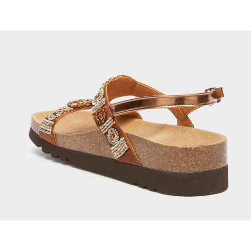BOGOTA' SANDAL Satin + Beads + Synthetic Brown