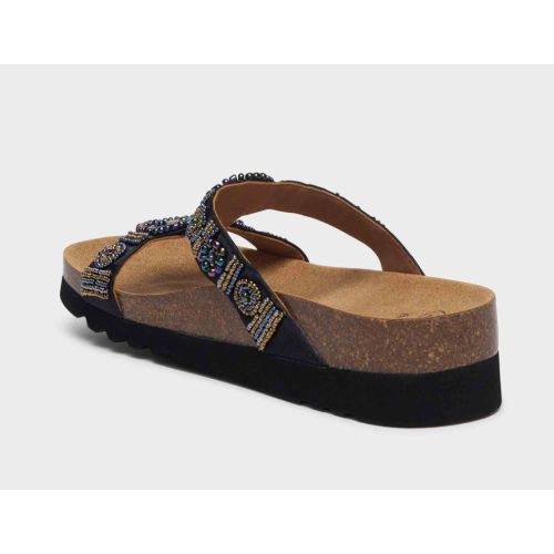 NEW BOGOTA' WEDGE Satin + Beads Black/Multi