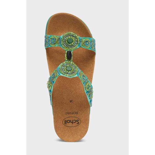 NEW BOGOTA' WEDGE Satin + Beads Emerald/Green