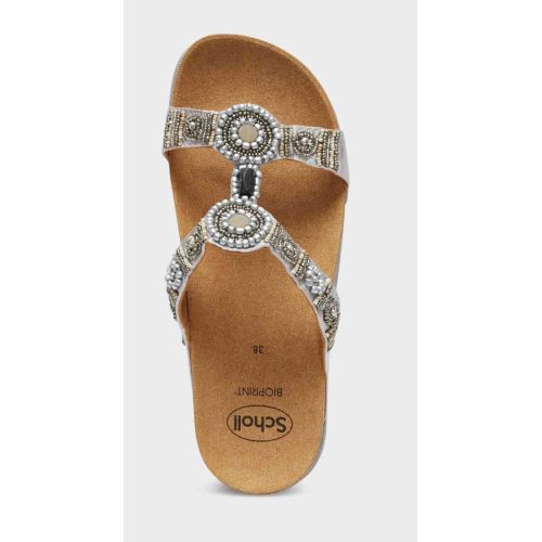 NEW BOGOTA' WEDGE Satin + Beads Silver/Pewter