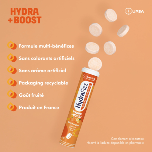 HydraFizz Hydra+Boost orange 16 comprimés effervescents HydraFizz Hydra+Boost orange 16 comprimés effervescents