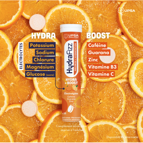 HydraFizz Hydra+Boost orange 16 comprimés effervescents HydraFizz Hydra+Boost orange 16 comprimés effervescents
