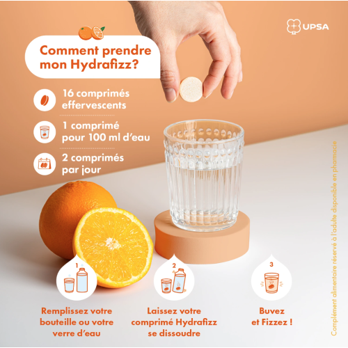 HydraFizz Hydra+Boost orange 16 comprimés effervescents HydraFizz Hydra+Boost orange 16 comprimés effervescents