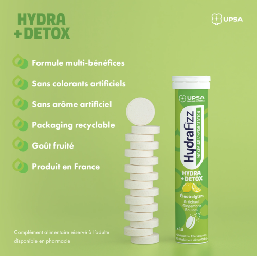 HydraFizz Hydra+Détox citron 16 comprimés effervescents HydraFizz Hydra+Détox citron 16 comprimés effervescents