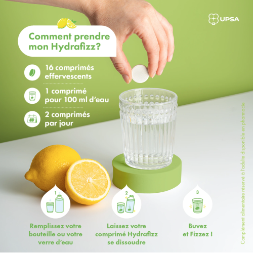 HydraFizz Hydra+Détox citron 16 comprimés effervescents HydraFizz Hydra+Détox citron 16 comprimés effervescents