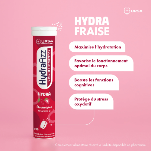 HydraFizz Hydra fraise 16 comprimés effervescents HydraFizz Hydra fraise 16 comprimés effervescents