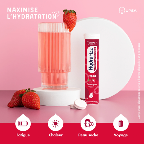 HydraFizz Hydra fraise 16 comprimés effervescents HydraFizz Hydra fraise 16 comprimés effervescents