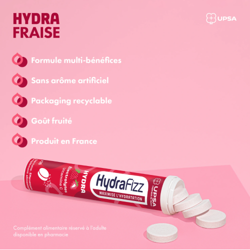 HydraFizz Hydra fraise 16 comprimés effervescents HydraFizz Hydra fraise 16 comprimés effervescents