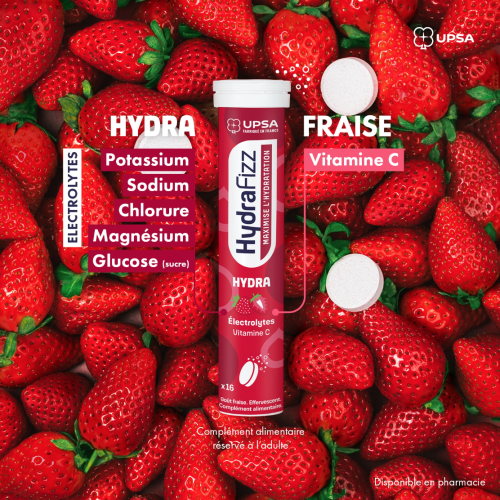 HydraFizz Hydra fraise 16 comprimés effervescents HydraFizz Hydra fraise 16 comprimés effervescents