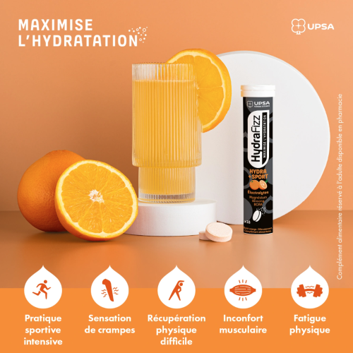 HydraFizz Hydra+Sport orange 16 comprimés effervescents HydraFizz Hydra+Sport orange 16 comprimés effervescents