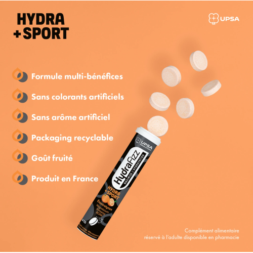 HydraFizz Hydra+Sport orange 16 comprimés effervescents HydraFizz Hydra+Sport orange 16 comprimés effervescents