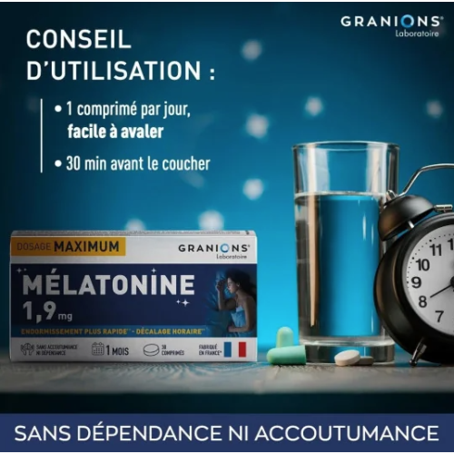 Mélatonine 1,9 mg 30 comprimés